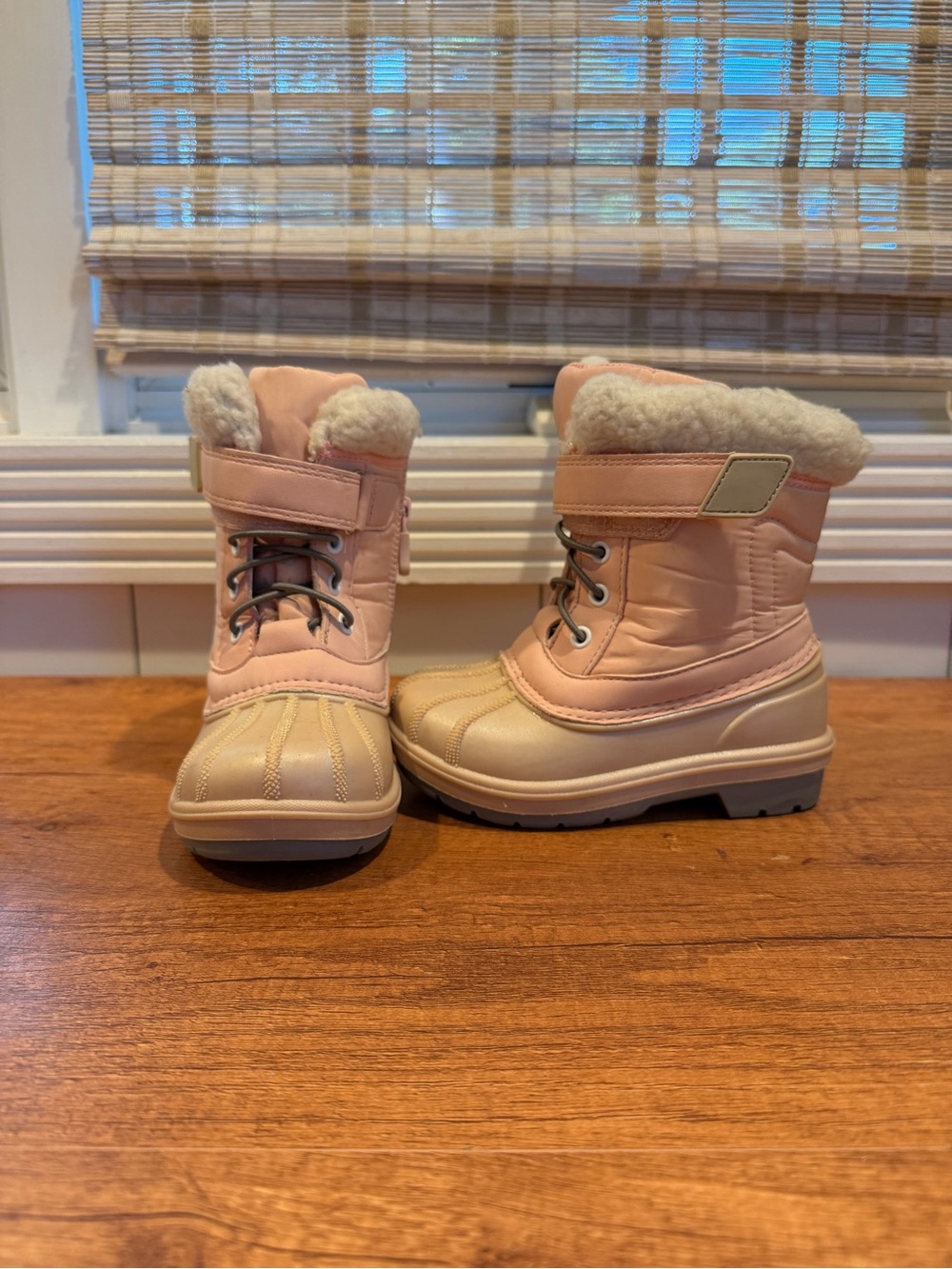 Cat & Jack Pink and Champagne Kids Snow Boots with Faux Fur Cuff